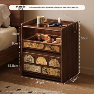 MR ART | Bàn Đầu Giường Gỗ Cứng Màu Hạt Dẻ
