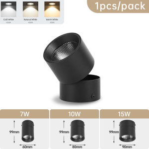 Led Downlight Foldable Tri color Spot Light 7/10/15W Surface Mounted Down Ceiling Lamp For Indoor Lighting Living Room Bedroom