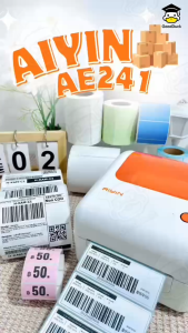 เครื่องพิมพ์ความร้อน เครื่องพิมพ์บาร์โค้ด เครื่องปริ้นฉลาก รุ่น AE241 ไม่ใช้หมึก ใช้งานง่าย คุณภาพดี Thermal Label Printer USB Bluetooth
