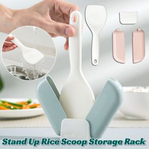 Automatic Opening And Closing Dust Cover For Rice Scoop Standing Rice Scoop Non Stick Dust Box Stand Up Rice Scoop Storage Rack