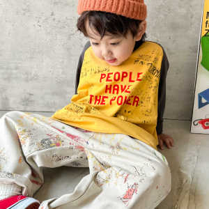 Adorable Mom Long Sleeve T-Shirt for Kids Baby Boy Base Layer Shirt Korean Style Letter Print Sweat Absorbent Cotton Polyester Blend