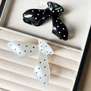 Bộ Kẹp Tóc Chấm Bi 2 Chiếc Dành Cho Nữ Tạo Kiểu Tóc Đuôi Ngựa Cao & Nửa Búi Thanh Lịch Dụng Cụ Tạo Kiểu Tóc Bằng Nhựa Dùng Được Quanh Năm