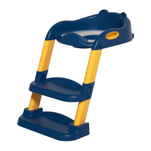 HamshMoc Kids Training Toilet Seat with Anti-Slip Steps Splash Guard Foldable Design Soft Armrests for Children 1-8 Years