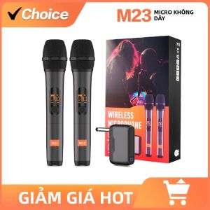 Micro Không Dây Cầm Tay M23 UHF 2 Kênh Hệ Thống Karaoke Bộ Thu Sạc Lại Được Dành Cho Nhà Thờ Tiệc Tùng Loa Micro Động