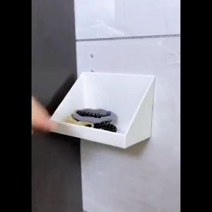 Bathroom Mirror Cabinet Storage Box Wall-Mounted Punch-Free Sink Storage Rack (1 Set of 4 Pieces)