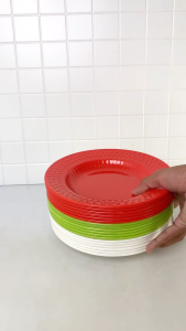 [12 PCS] PIRING 22 CM Melamin | Piring Melamin Motif TOPTREE | Piring Makan Melamin