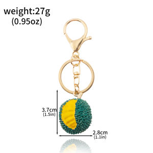 3D Simulated Durian Keychain Alloy Enamel Fruit Key Ring Cute Tropical Fruit Bag Charm Pendant Novelty Gift for Women