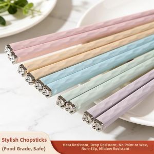 HONGLEJIA | Non-slip Heat Resistant Aesthetic Distinguishable Alloy Chopsticks