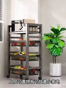 ชั้นวางอเนกประสงค์ ชั้นวางมือถือมีล้อ ชั้นวางของในครัว ชั้นวางแบบถอดได้ ชั้นวางไมโครเวฟ