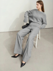 Intelligent Commuter Style High Waist Flared Pants Wool