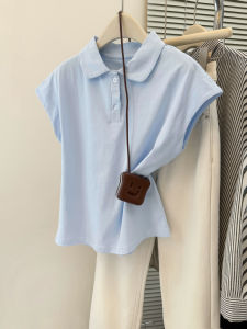 เสื้อยืดคอโปโลแขนสั้นทรงสลิมฟิตสำหรับผู้หญิง ฤดูร้อน 2025 ดีไซน์สไตล์เกาหลี แขนยาว คอโปโล แขนยาว แขนยาว แขนยาว