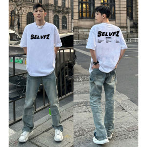 Original Hip Hop Streetwear Mens T-Shirt Cotton Pure Heavyweight White Short Sleeve Summer Casual round Neck Print Top