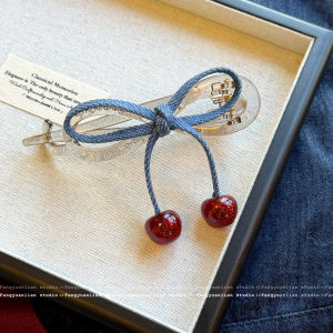 Cherry Denim Butterfly Knot Hair Clip Womens Back of Head One Word Twist High End Sense of Hairpin Grab Clip Acrylic Hair Accessories