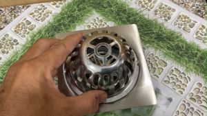 Cầu chắn rác đế vuông 12x12cm D90 KAG-QC20 Phễu thoát nước sân thượng SUS304 ống 9cm thoát nhanh chắn rác tốt