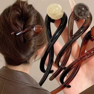 Retro Hairpin Bead Twisted Clip Hair Clip Hair Styling Tool Line Grab Clip Frog Buckle Hair Accessories Ponytail Clips Back Head