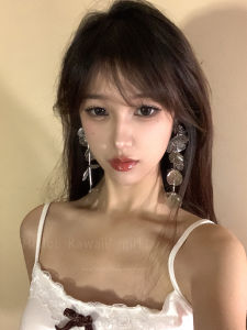 French Vintage Silver Flower Earrings Women Luxury Heavy Work Tassel Dangle Earrings Personality Ear Jewelry