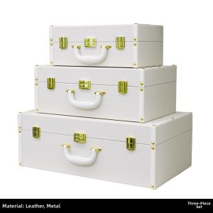 Flocked Leather Suitcase-style Decorative Storage Box