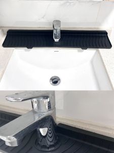 Nordic Style Kitchen Sink Drain Pad Silicone Non-Slip Soap Mat Narrow Basin Splash Proof Cuttable Water Catching Pad