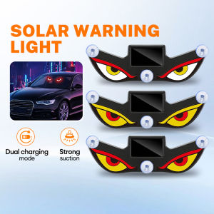 Car Solar Warning Light 4 Mode Dynamic LED Light Solar & Type-C Dual Charging Mode Devils Eye Warning Ambience Lamp Lampu Amaran Solar Kereta Suction Cup Installation