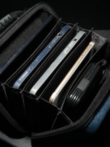 5-Position Mobile Phone Storage Box Hard Shell Anti-Pressure Display Case Power Supply Pack Organizer Casebudi Fabric Waterproof