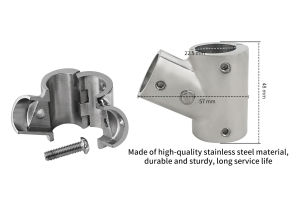 316 Marine Stainless 60° Tee 3 Way Split Tee Fitting Rail Connector Awning Tube Fastener Boat Handrail Fitting 22/25mm