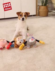 GiGwi Rock Zoo - Bungee Plush Dog Toy (with squeaker)