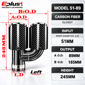 Ống Pô Xe Hơi Bằng Sợi Carbon Đen Bóng Kiểu Chữ H Kép Đầu Mút Bằng Thép Không Gỉ Trang Trí Cho Xe.