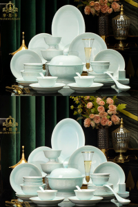 mornenjoy | Glazed Blue-and-White Ceramic High-Quality Dining Set