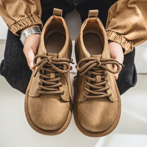 Mens Casual Leather Boots Soft Bottom Workwear Style Low Cut Martin Boots Retro British Fashion Autumn Winter Trend Shoes