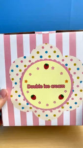 Hntob 27cm Wooden Magnetic Double Layer Ice Cream Toy Simulation Stand Kids Pretend Play Educational Toys