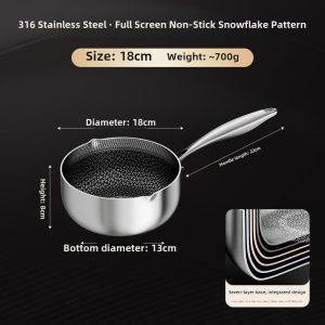 Home Use Small Stainless Steel Milk Pan Non-coated Snowing Pot Baby Complementary Food Non-stick Pot Single Person Small Pot