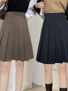 Mid Length Long Length Pleated Skirt Womens Summer Tall Mid-Skirt Plus Size Plus Size Ladies High Waist Slim Looking Preppy Style Ruched Skirt
