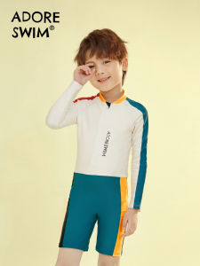 Adoreswim ชุดว่ายน้ำเด็กชายแขนยาวป้องกันแสงแดด ชุดว่ายน้ำผ้าไนลอนสำหรับเล่นกีฬากลางแจ้ง ฤดูร้อน 2023 ชุดว่ายน้ำเด็กชาย