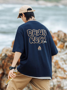 Loose Cotton T-Shirt for Men Summer New Creative Fun Design Fashion Print Short Sleeve Letter Back Print Casual Youth Style