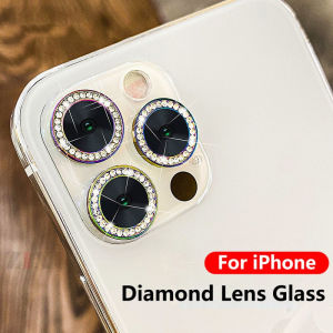 3 Pcs sparkling diamonds Lens Tempered Glass Cover for iPhone 15 14 13 12 11 Pro Max Plus Camera Lens Protection Metal Ring Protector Film