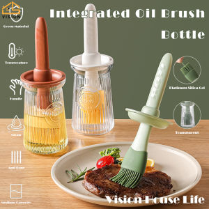Vision Chai Đựng Cọ Dầu Silicon Cho Nhà Bếp Chai Đựng Nước Sốt Giấm Bàn Chải Chịu Nhiệt Có Hộp Đựng Để Nướng BBQ Thịt Bánh Ngọt Bánh Ngọt