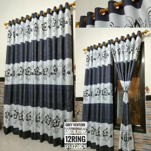 Gorden Smokring L 135 cm x T 220 cm Motif Batik Ariza 12 Ring Gold | Gorden Tirai Pintu dan Jendela Murah