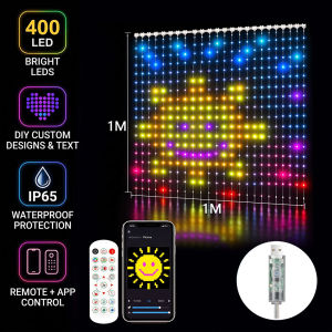 400 LED Smart Curtain Lights with App Programmable6.6FT RGB&IC DIY Pattern Wall Window Lights for Bedroom Living Room Garage