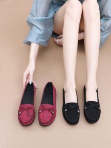 Summer Breathable Womens Bean Shoes Soft Bottom Anti-slip Slip-on Casual Versatile Korean Style Mom Single Shoes Beijing Cloth