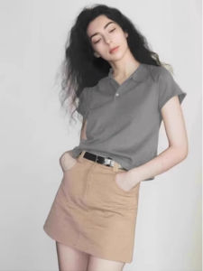 SHUQINGLAI | Áo Polo Tay Ngắn Ôm Cho Nữ