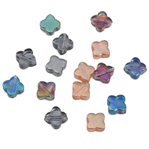 ลูกปัดหญ้าสี่ใบชุบด้วยแก้ว10มม. 10ชิ้น/ถุงสำหรับการทำเครื่องประดับต่างหูสร้อยข้อมือสร้อยคอแบบทำมือ