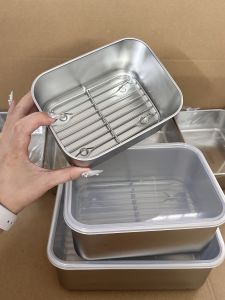 Mini Tea Tray Drain Tray 304 Stainless Steel Cover with Mesh Rack Storage Plate for One Person Kitchen Cooking Utensils