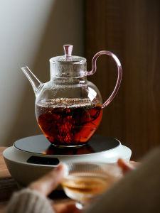 Heat Resistant Glass Tea Pot Floral Tea Pot Antique Chinese Style Handheld Tea Pot with Filter for Brewing Tea And Flowers