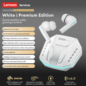 Lenovo | Lenovo GT105 fones de ouvido de jogos Bluetooth 6.0 fones de ouvido sem fio de baixa latência de redução de ruído fones de ouvid