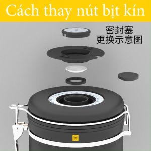 Hũ đựng cà phê có van 1 chiều kèm muỗng đong | Điều chỉnh được ngày tháng