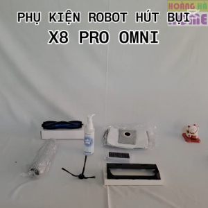 Phụ kiện robot hút bụi tương thích robot Ecovacs X8 Pro Omni - Phụ kiện robot hút bụi lau nhà chất lượng - giẻ lau robot - Chổi chính - Chổi cạnh - Túi rác robot hút bụi - Màng lọc bụi