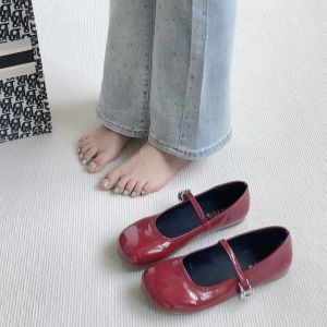 Giày Đế Bằng Hở Mũi Đính Đá Rhinestone Màu Bạc Kiểu Pháp Giày Cao Gót Đế Bằng Mềm Mại Giày Nữ Mùa Hè 2024