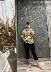 ONE SET WANITA 1366-ST DAILY BASIC SET MATT RAYON PREMIUM LENGAN PENDEK LD110 CM FIT TO XL-3L BISA COD