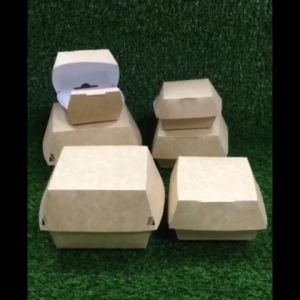 50pcs Plain Kraft Burger Box Small/Medium/Large Hamburger Box Burger Hotdog Sandwich Box Packaging Take Out