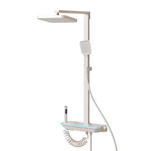 Modern Simple Style White Shower Head Set Bathroom Bath Shower Piano Key Constant Temperature Boosting Bathroom Hardware